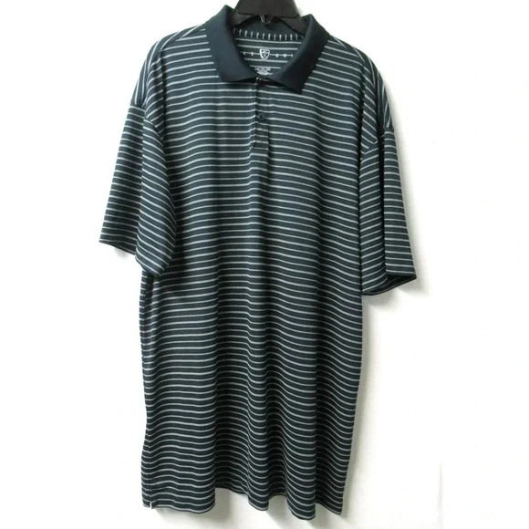 NIKE GOLF Men's Polo Shirt Black White Stripes Fit Dry Style 56323 Size XXL - Picture 1 of 9